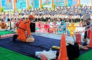 राजकीय वरिष्ठ माध्यमिक विद्यालय सराहां में आपदा प्रबंधन प्रदर्शनी एवं मौक अभ्यास