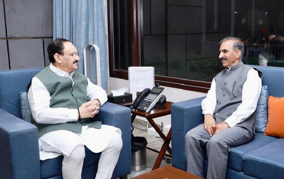 नई दिल्ली में केंद्रीय स्वास्थ्य एवं परिवार कल्याण मंत्री तथा भारतीय जनता पार्टी के राष्ट्रीय अध्यक्ष जगत प्रकाश नड्डा से उनके आवास पर भेंट करते मुख्यमंत्री