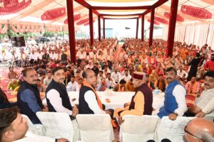 पांवटा साहिब में आयोजित नवनिर्वाचित जनप्रतिनिधि सम्मान समारोह में पूर्व मुख्यमंत्री एवं नेता प्रतिपक्ष जयराम ठाकुर